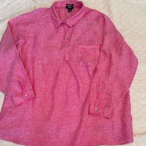 Casual Oversized Linen Pink Shirt